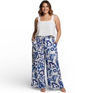 NWT City Chic Plus Size 22 XL Resort Print Pull On Pants